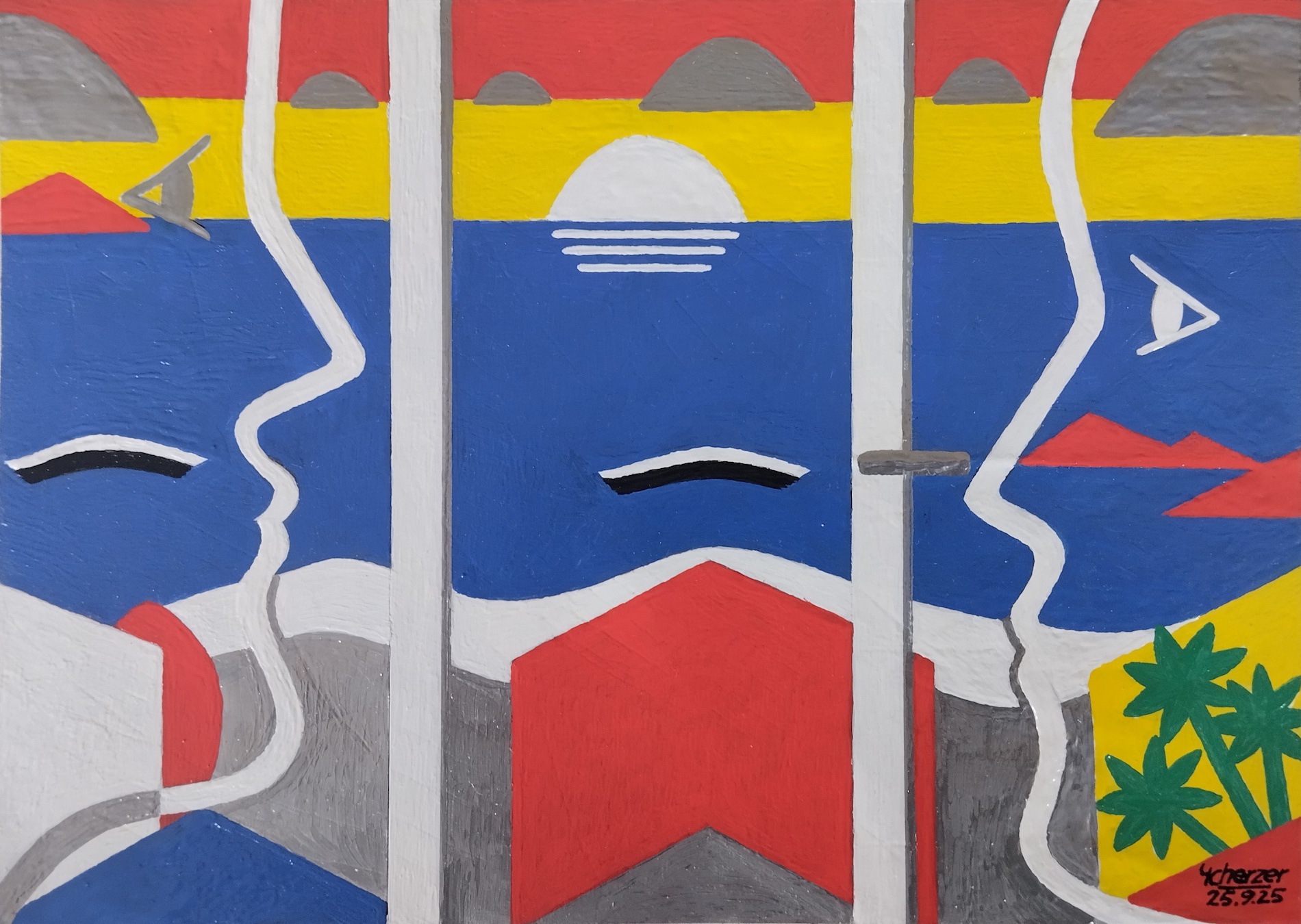 Junges Paar am Fenster zum Meer