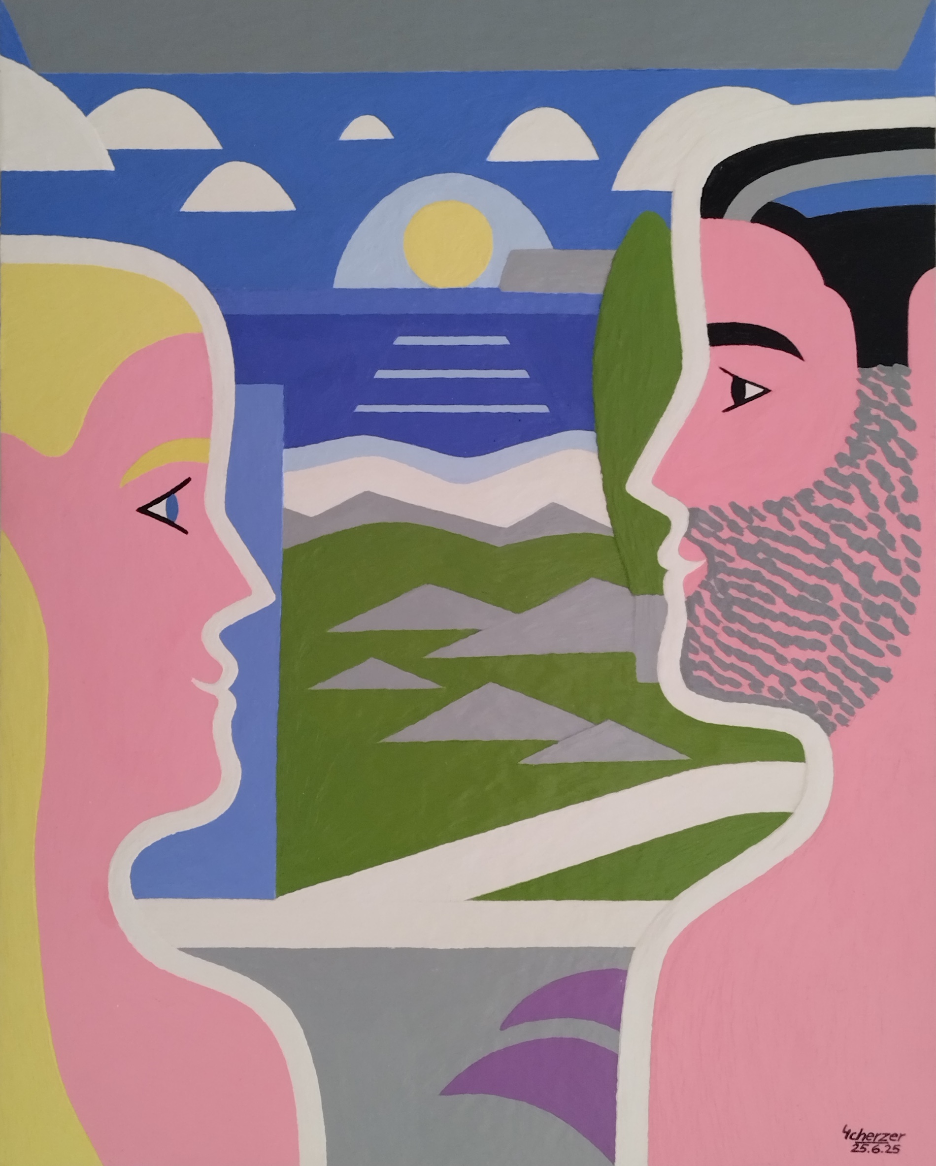 Junges Paar auf dem Hotelbalkon auf der Klippe am Meer